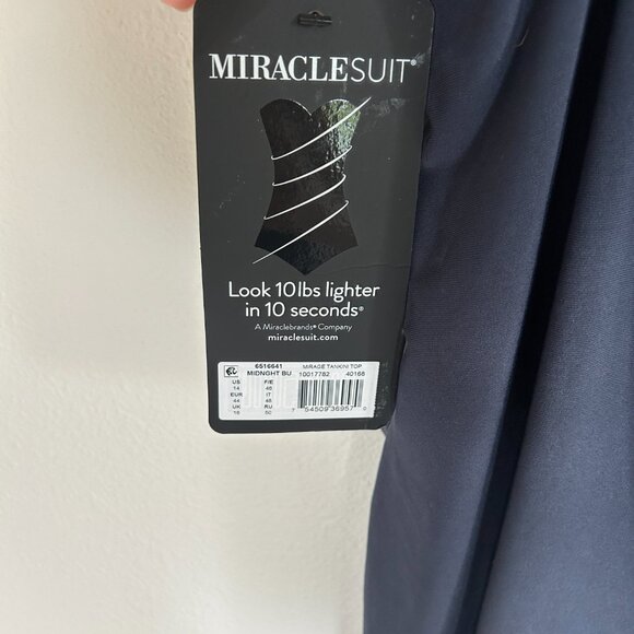 NWT Miraclesuit Tankini Top 14 Blue Mirage Underwire Asymmetric Mesh Swim - Picture 8 of 10